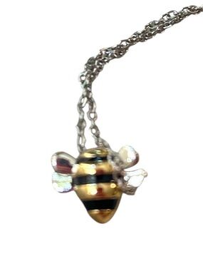 Honey Bee Project gold & silver Bee Pendant Necklace marked 925 in box